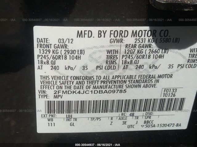 Photo 8 VIN: 2FMDK4JC1DBA09785 - FORD EDGE 