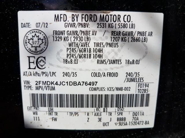 Photo 9 VIN: 2FMDK4JC1DBA76497 - FORD EDGE SEL 