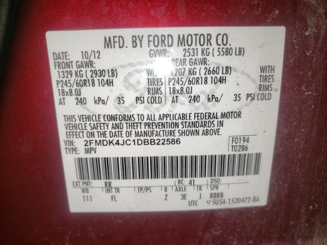 Photo 9 VIN: 2FMDK4JC1DBB22586 - FORD EDGE SEL 