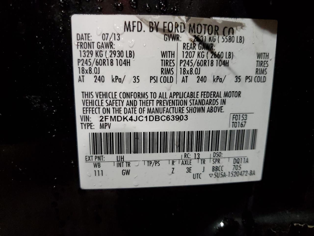 Photo 11 VIN: 2FMDK4JC1DBC63903 - FORD EDGE 