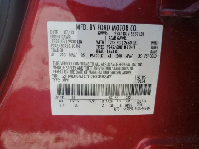 Photo 9 VIN: 2FMDK4JC1DBC66347 - FORD EDGE SEL 