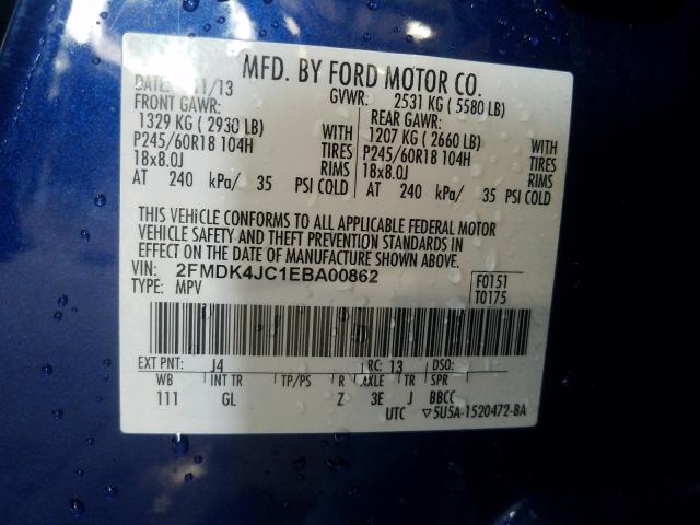 Photo 9 VIN: 2FMDK4JC1EBA00862 - FORD EDGE SEL 