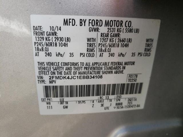 Photo 9 VIN: 2FMDK4JC1EBB34108 - FORD EDGE SEL 