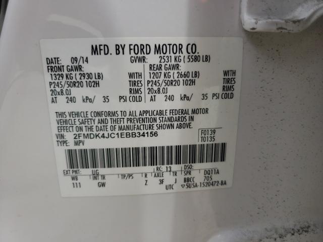 Photo 9 VIN: 2FMDK4JC1EBB34156 - FORD EDGE SEL 