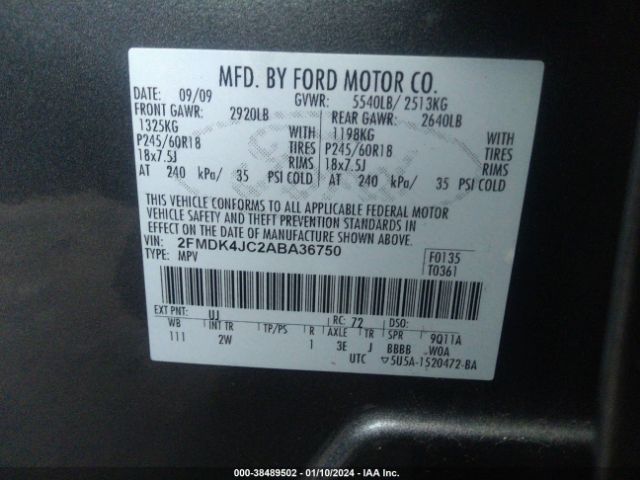 Photo 8 VIN: 2FMDK4JC2ABA36750 - FORD EDGE 