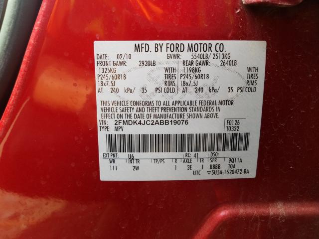 Photo 9 VIN: 2FMDK4JC2ABB19076 - FORD EDGE SEL 