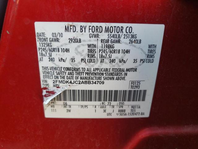 Photo 9 VIN: 2FMDK4JC2ABB34709 - FORD EDGE SEL 