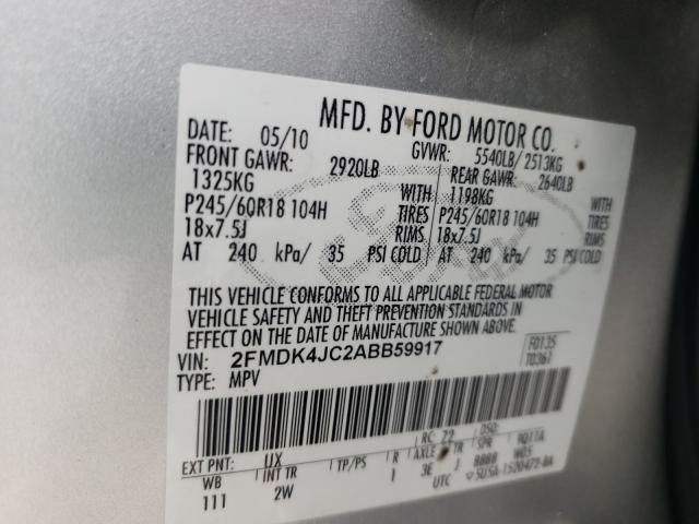 Photo 9 VIN: 2FMDK4JC2ABB59917 - FORD EDGE SEL 