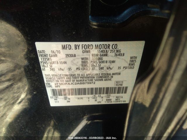 Photo 8 VIN: 2FMDK4JC2ABB75972 - FORD EDGE 