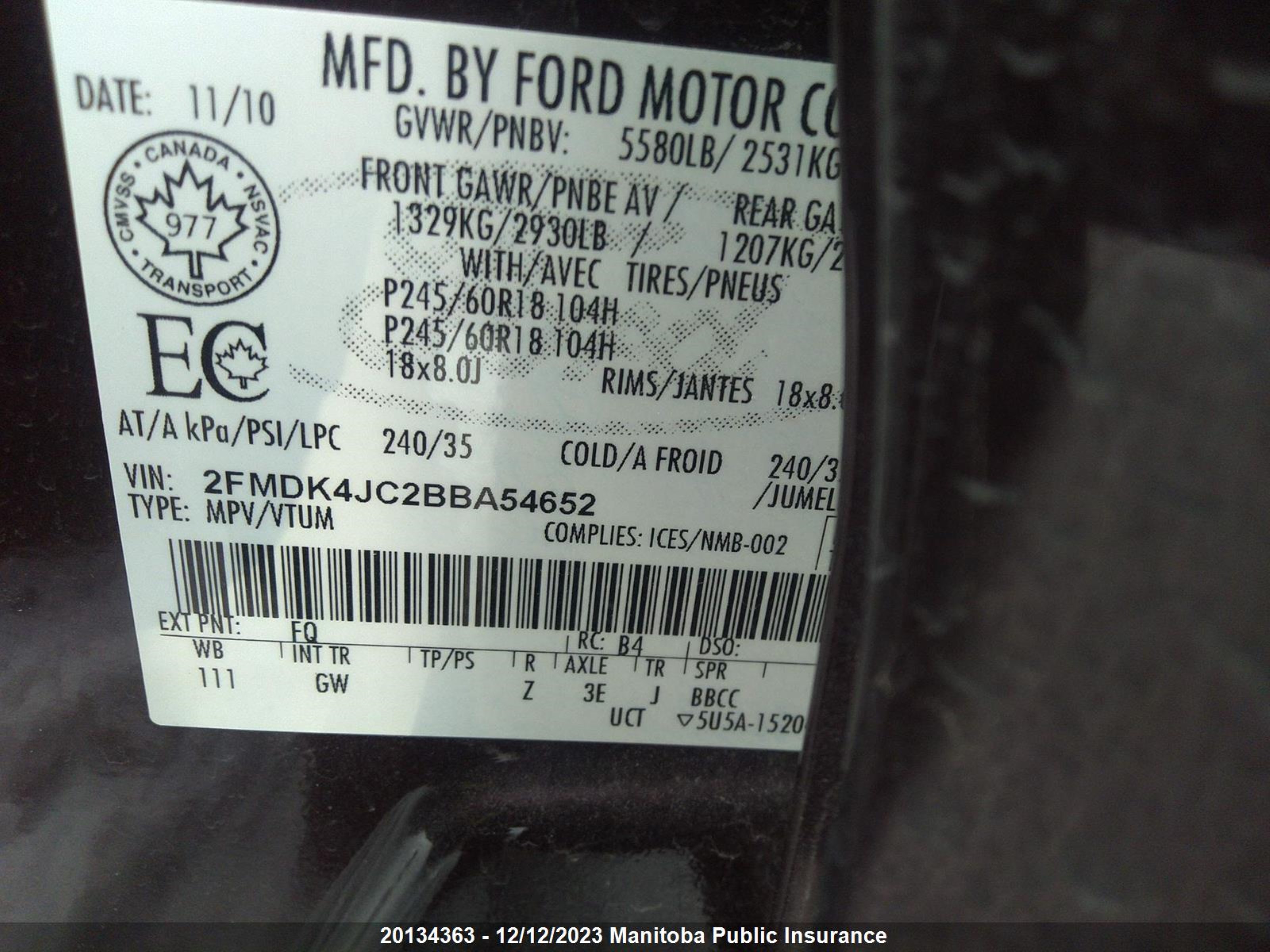 Photo 8 VIN: 2FMDK4JC2BBA54652 - FORD EDGE 