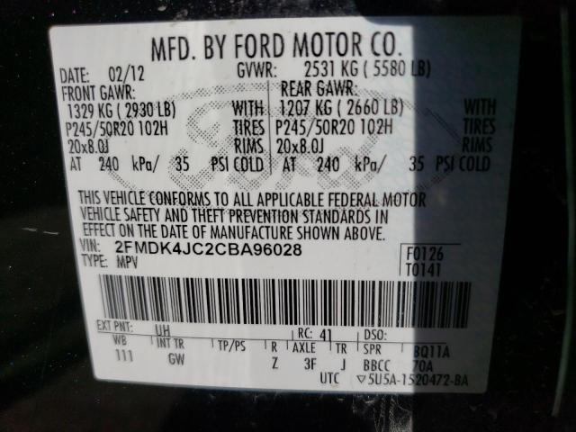 Photo 13 VIN: 2FMDK4JC2CBA96028 - FORD EDGE SEL 