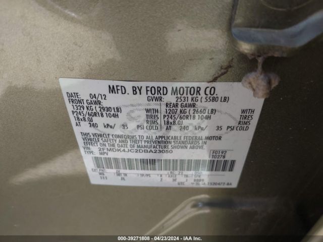 Photo 8 VIN: 2FMDK4JC2DBA23050 - FORD EDGE 