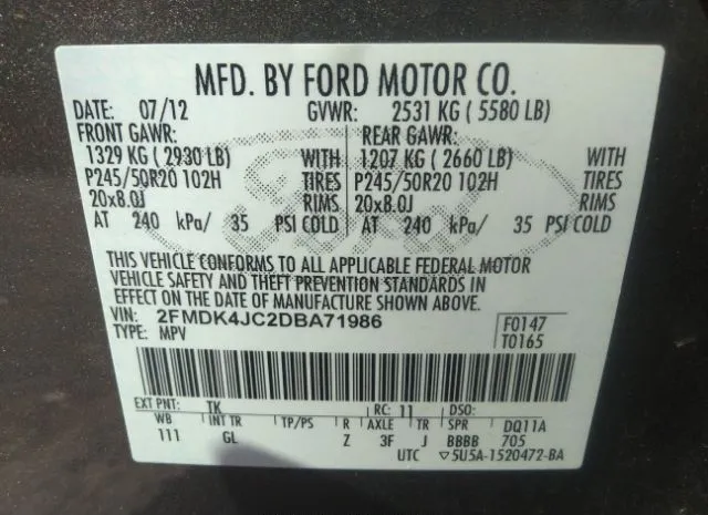 Photo 8 VIN: 2FMDK4JC2DBA71986 - FORD EDGE 