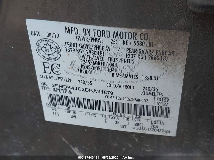 Photo 8 VIN: 2FMDK4JC2DBA91879 - FORD EDGE 