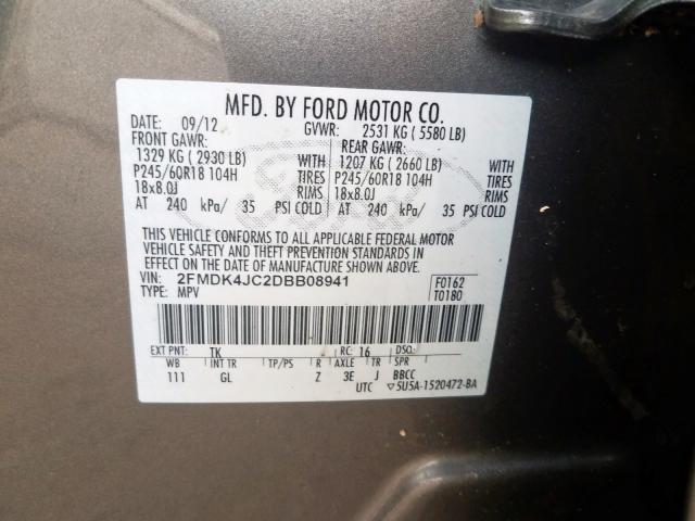 Photo 9 VIN: 2FMDK4JC2DBB08941 - FORD EDGE SEL 