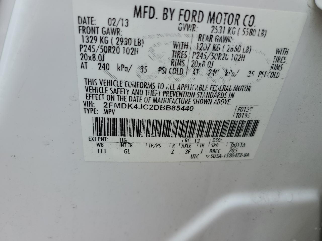 Photo 13 VIN: 2FMDK4JC2DBB85440 - FORD EDGE 