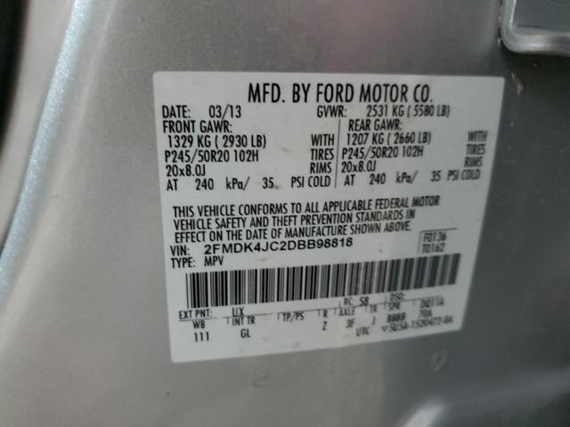 Photo 9 VIN: 2FMDK4JC2DBB98818 - FORD EDGE SEL 