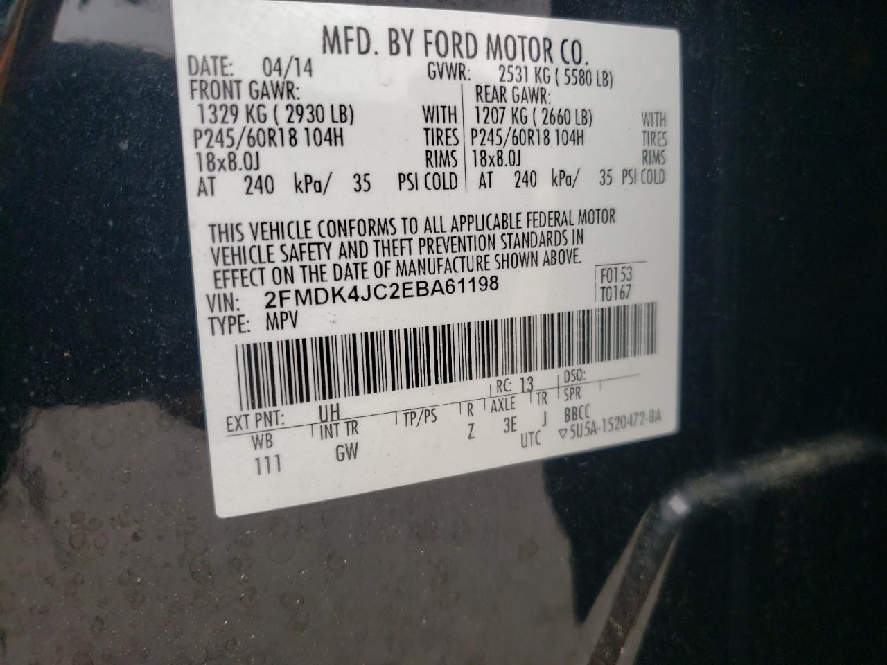 Photo 11 VIN: 2FMDK4JC2EBA61198 - FORD EDGE 