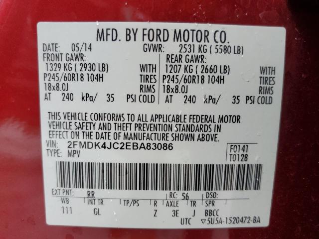 Photo 12 VIN: 2FMDK4JC2EBA83086 - FORD EDGE 