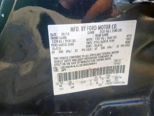 Photo 9 VIN: 2FMDK4JC2EBB26891 - FORD EDGE SEL 