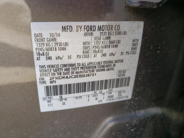 Photo 9 VIN: 2FMDK4JC2EBB38751 - FORD EDGE SEL 