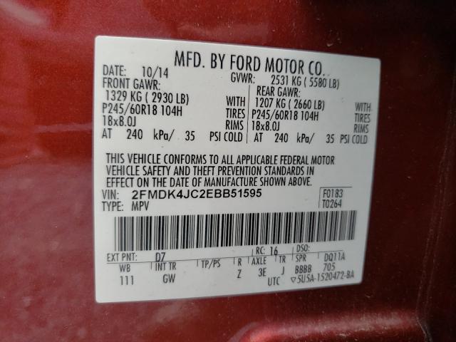 Photo 9 VIN: 2FMDK4JC2EBB51595 - FORD EDGE SEL 