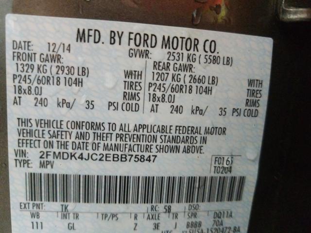 Photo 9 VIN: 2FMDK4JC2EBB75847 - FORD EDGE SEL 