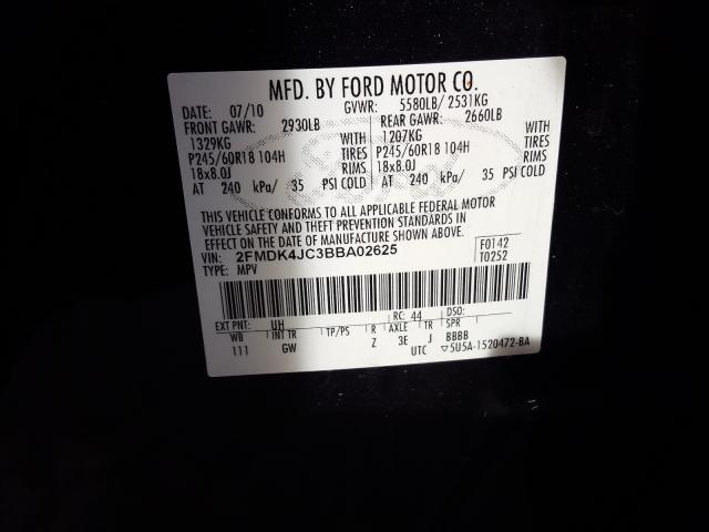 Photo 9 VIN: 2FMDK4JC3BBA02625 - FORD EDGE SEL 