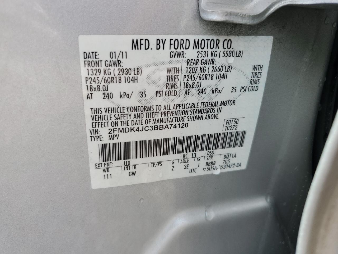 Photo 12 VIN: 2FMDK4JC3BBA74120 - FORD EDGE 