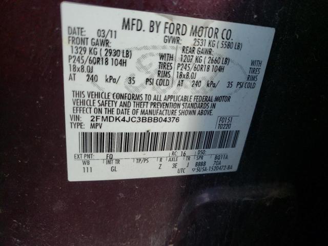 Photo 12 VIN: 2FMDK4JC3BBB04376 - FORD EDGE SEL 