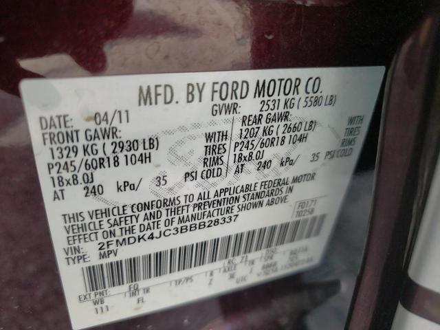 Photo 9 VIN: 2FMDK4JC3BBB28337 - FORD EDGE SEL 