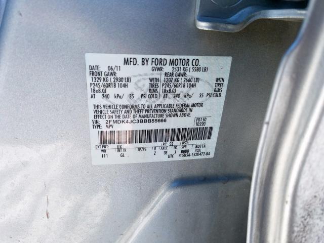 Photo 9 VIN: 2FMDK4JC3BBB55666 - FORD EDGE SEL 