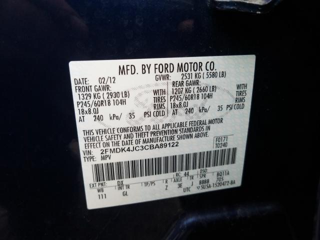 Photo 9 VIN: 2FMDK4JC3CBA89122 - FORD EDGE SEL 