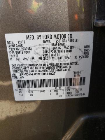 Photo 9 VIN: 2FMDK4JC3DBB54827 - FORD EDGE SEL 