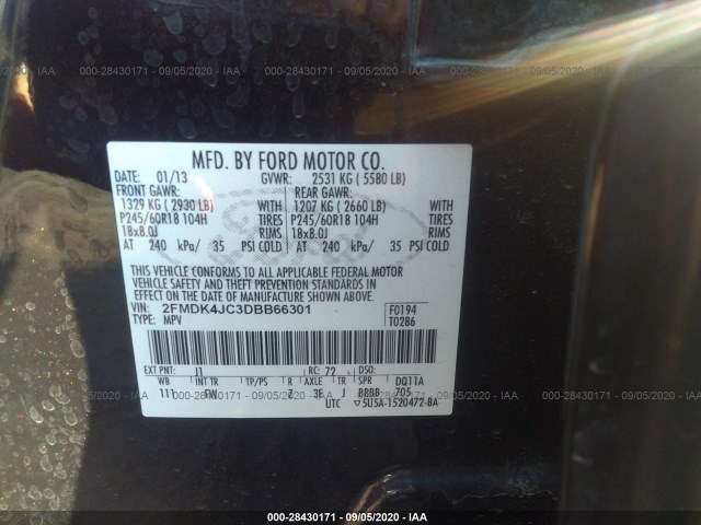 Photo 8 VIN: 2FMDK4JC3DBB66301 - FORD EDGE 