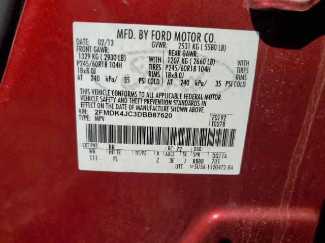 Photo 12 VIN: 2FMDK4JC3DBB87620 - FORD EDGE SEL 