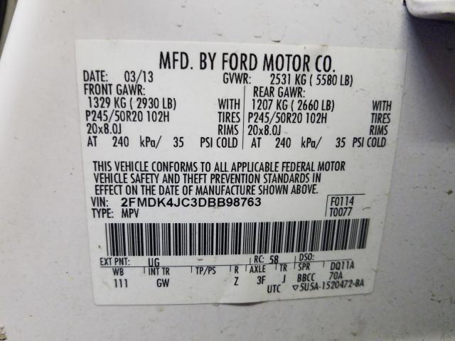 Photo 9 VIN: 2FMDK4JC3DBB98763 - FORD EDGE SEL 