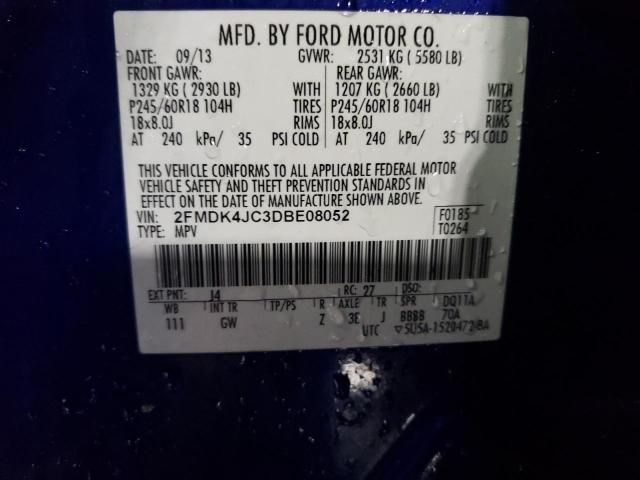 Photo 12 VIN: 2FMDK4JC3DBE08052 - FORD EDGE SEL 