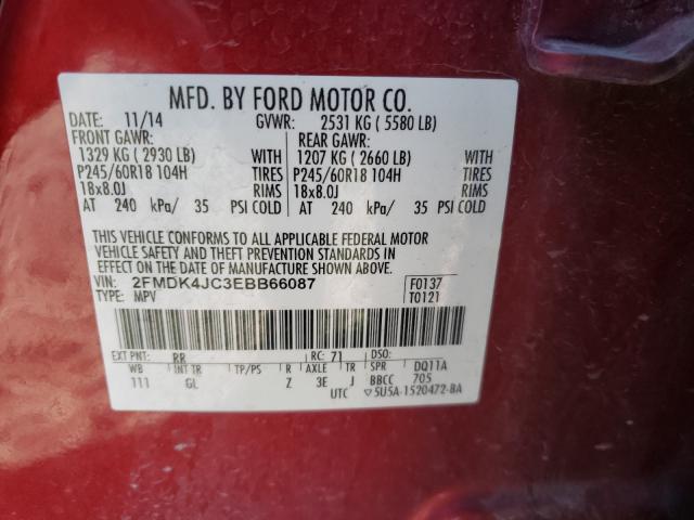 Photo 9 VIN: 2FMDK4JC3EBB66087 - FORD EDGE SEL 