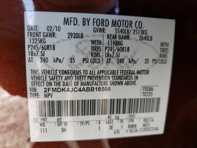 Photo 9 VIN: 2FMDK4JC4ABB16566 - FORD EDGE SEL 