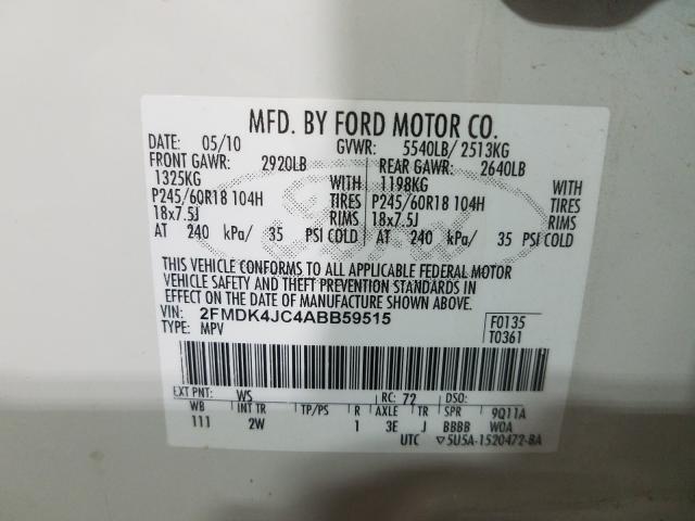 Photo 9 VIN: 2FMDK4JC4ABB59515 - FORD EDGE SEL 