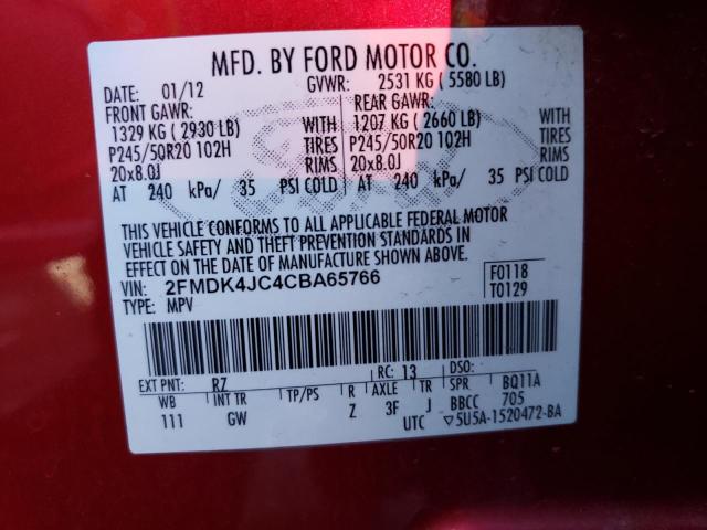 Photo 12 VIN: 2FMDK4JC4CBA65766 - FORD EDGE SEL 