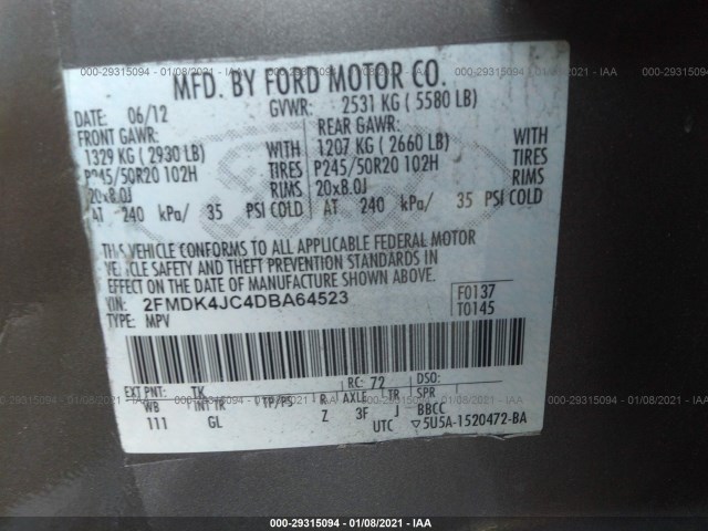 Photo 8 VIN: 2FMDK4JC4DBA64523 - FORD EDGE 