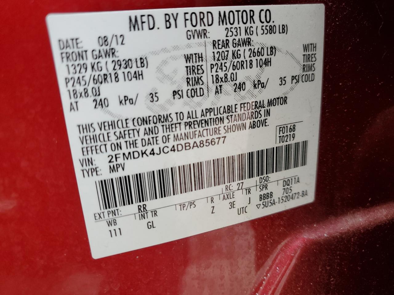 Photo 11 VIN: 2FMDK4JC4DBA85677 - FORD EDGE 