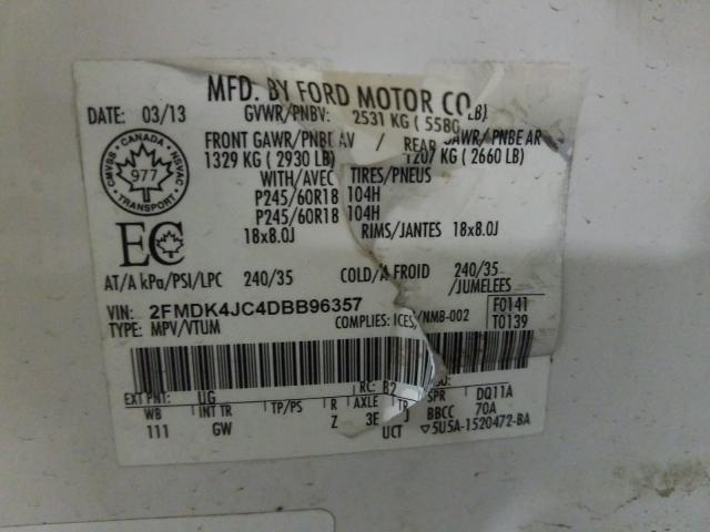 Photo 9 VIN: 2FMDK4JC4DBB96357 - FORD EDGE SEL 