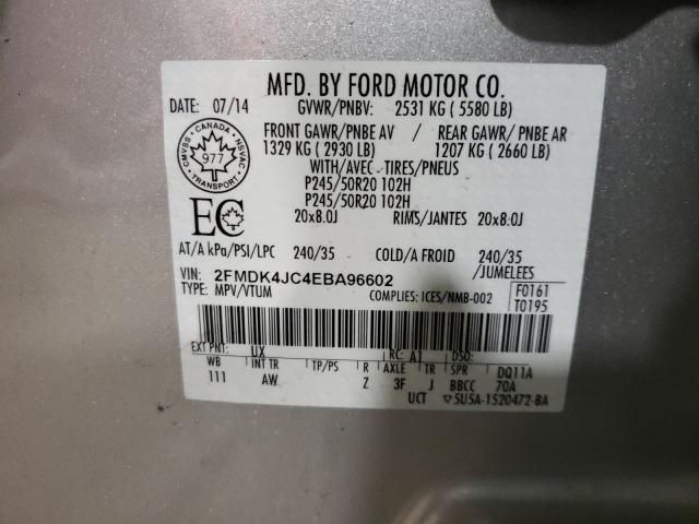 Photo 9 VIN: 2FMDK4JC4EBA96602 - FORD EDGE SEL 