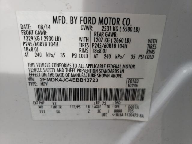 Photo 9 VIN: 2FMDK4JC4EBB13723 - FORD EDGE SEL 