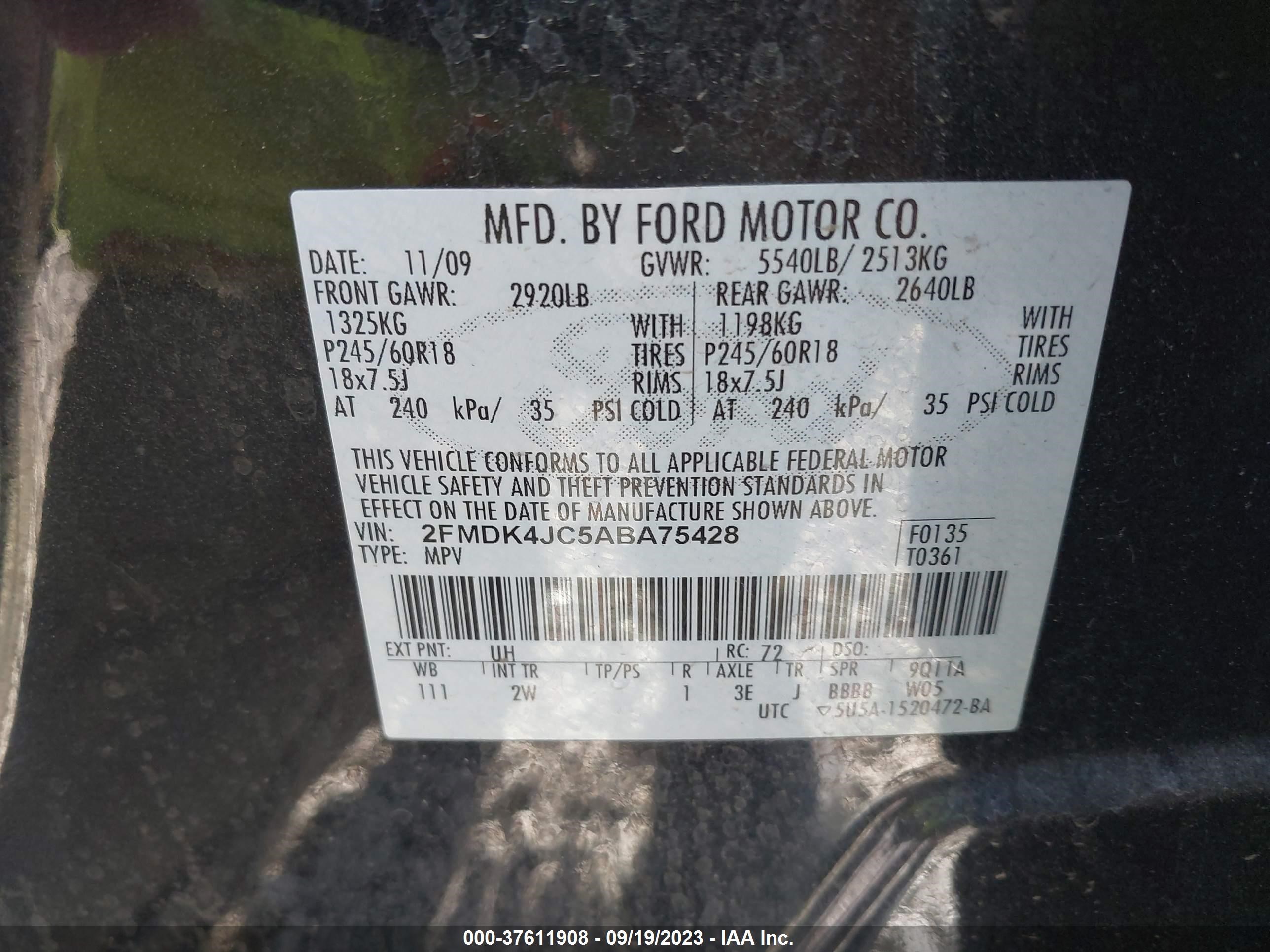 Photo 8 VIN: 2FMDK4JC5ABA75428 - FORD EDGE 