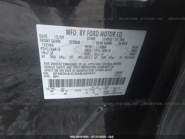 Photo 8 VIN: 2FMDK4JC5ABA80841 - FORD EDGE 