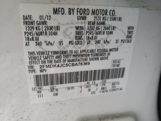 Photo 9 VIN: 2FMDK4JC5CBA76369 - FORD EDGE SEL 